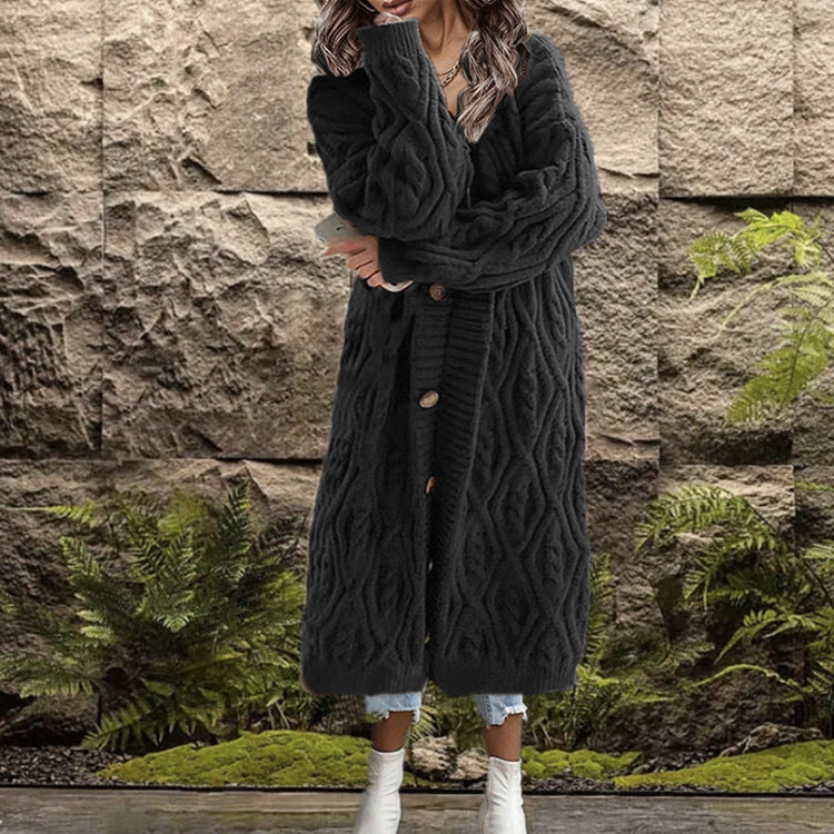 Damen Grobstrick-Kimono mit angesagtem Zopfmuster und praktischen Taschen Stalluxe