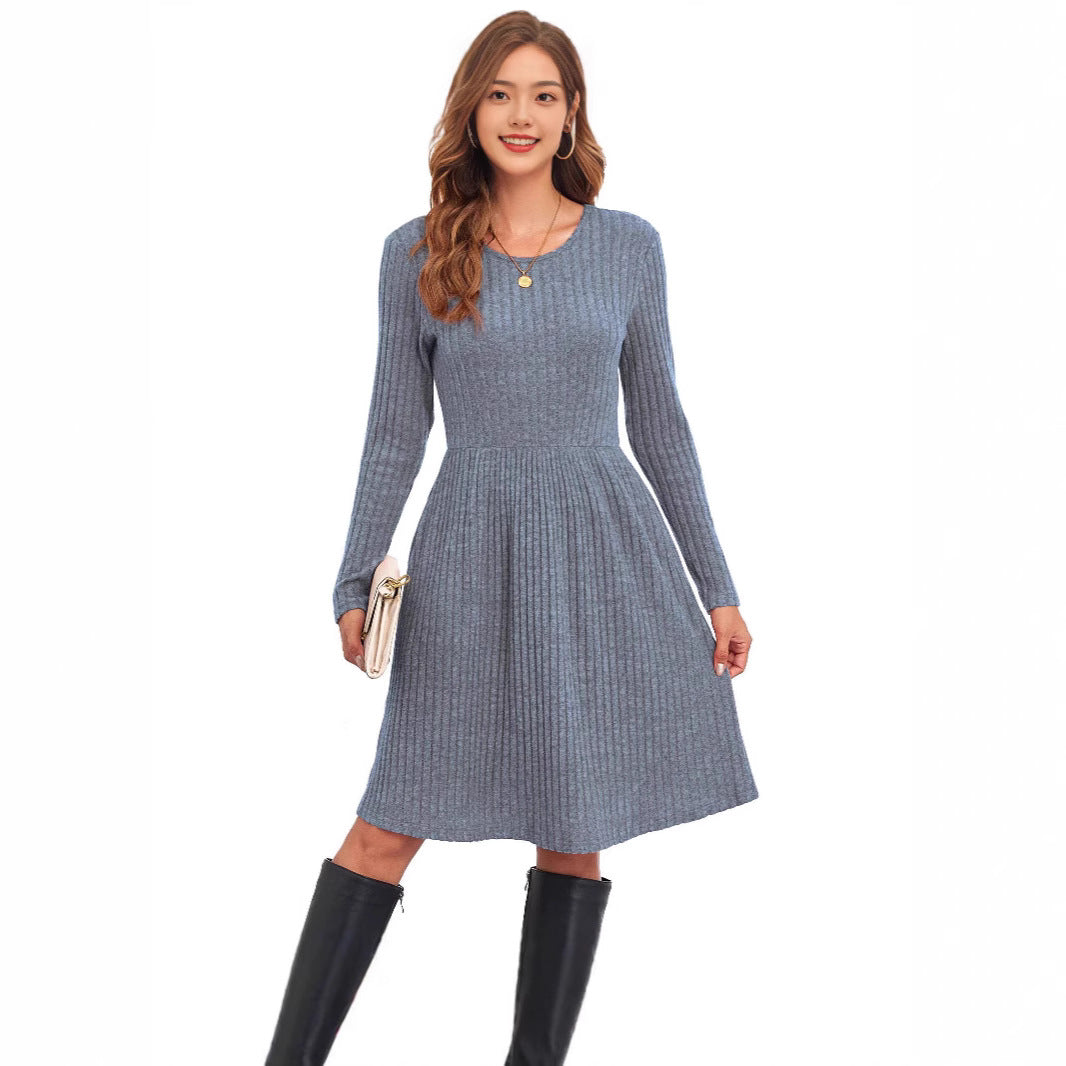 Damen Strickkleid mit lässigem Schnitt und feinem Streifenmuster Stalluxe