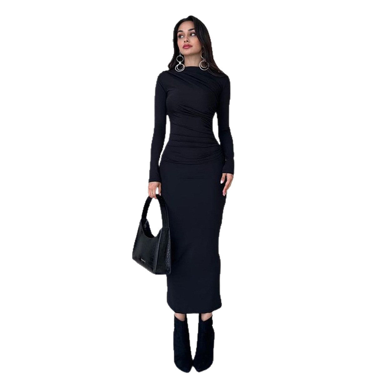 Damen Raffiniertes Langarmkleid mit figurbetonendem Schnitt Stalluxe