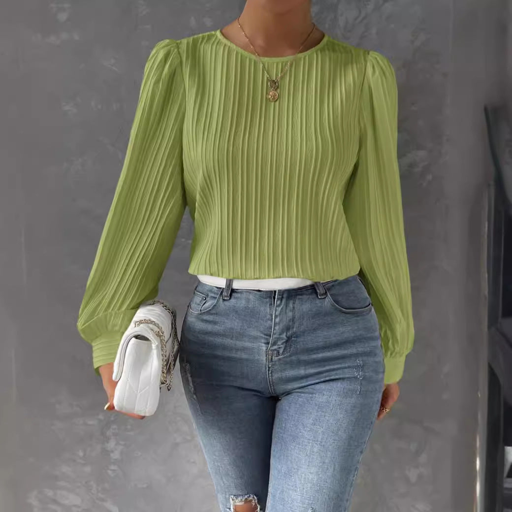 Damen Faltenbluse mit langen Ärmeln Stalluxe
