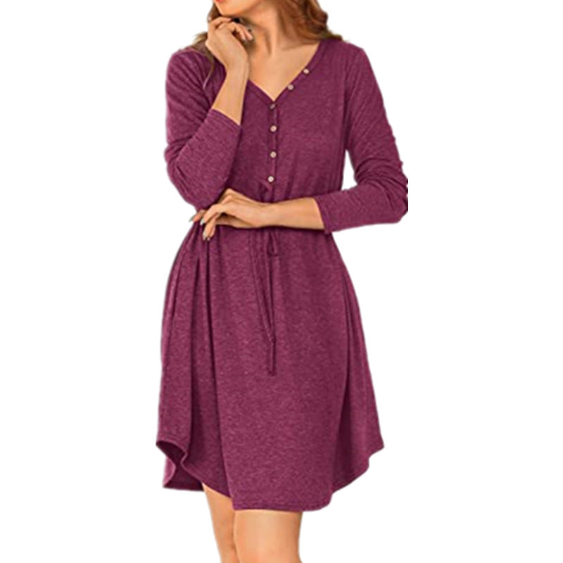 Damen lässiges Wickelkleid mit Knopfdetails und Taillenzug Stalluxe