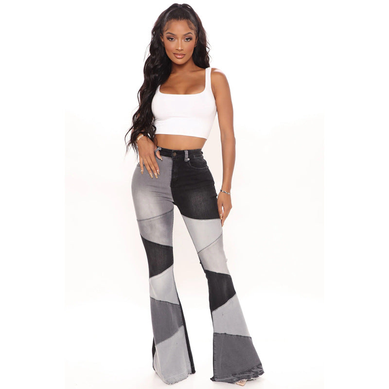 Damen Flared Jeans im eleganten Patchwork-Design Stalluxe