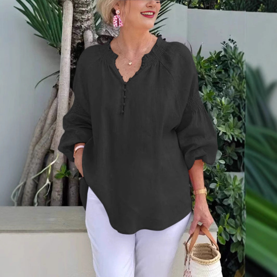 Damen luftige Bluse mit Smock-Ärmeln Stalluxe