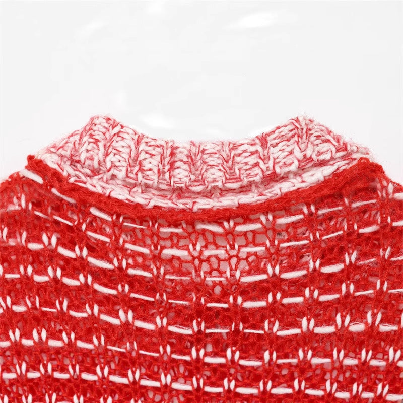 Damen lässiger Strickpullover mit modischem Kragen und Rüschendetail Stalluxe