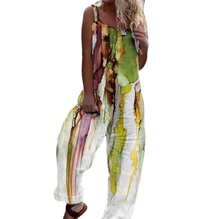 Women's Artistic Floral Print Jumpsuit Stalluxe