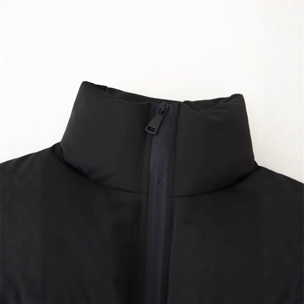 Damen modische cropped Steppjacke mit hohem Kragen und verstellbarem Saum Stalluxe