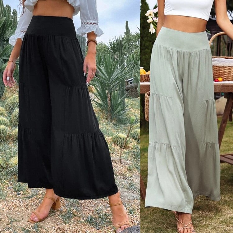 Damen Weit geschnittene Sommerhose mit elastischem Bund und fließendem Schnitt Stalluxe