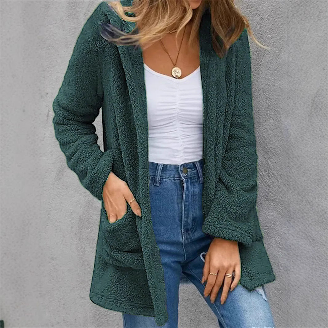 Women's Plush Fleece Open-Front Coat Stalluxe