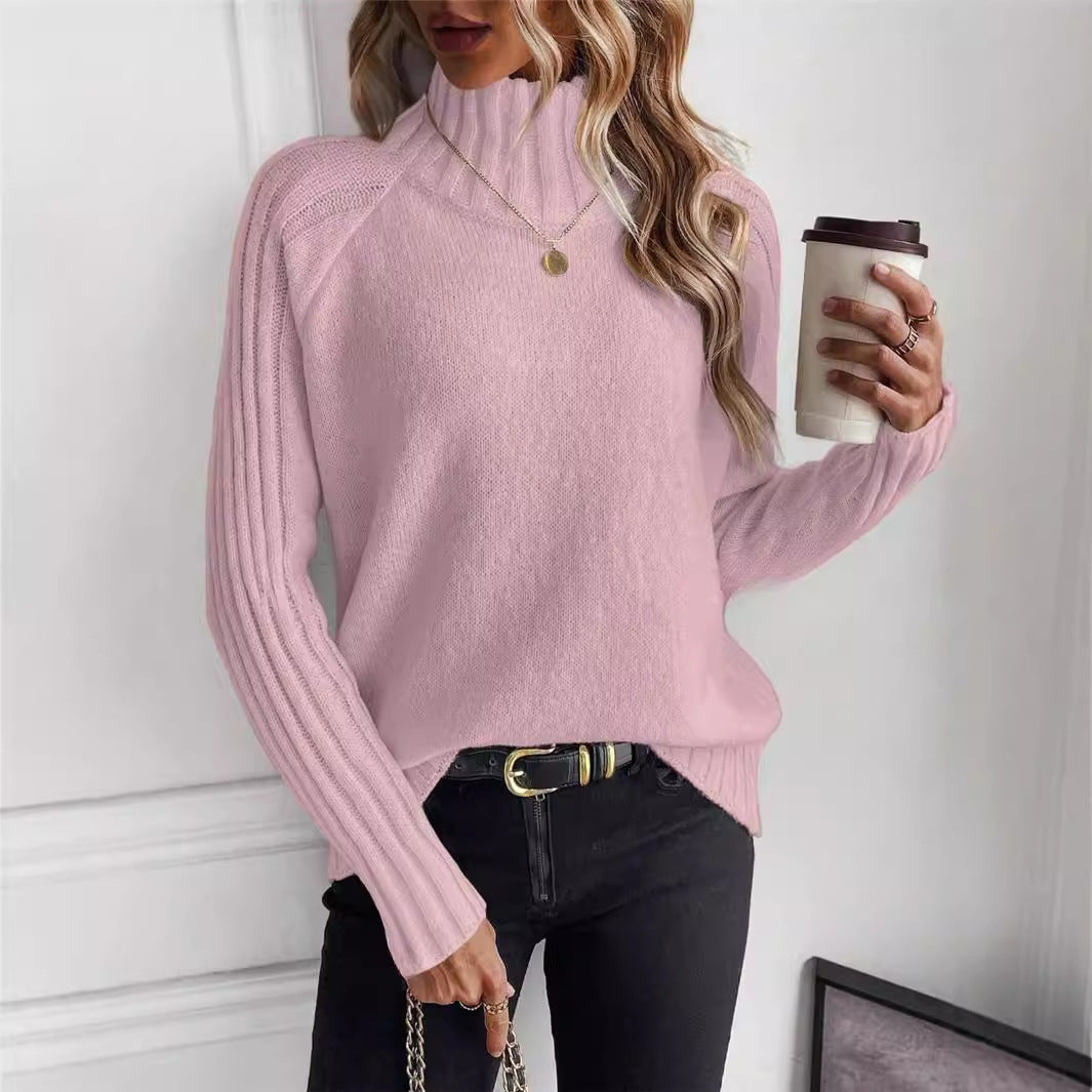 Damen Pullover mit modernem Stehkragen und strukturiertem Rippdesign Stalluxe