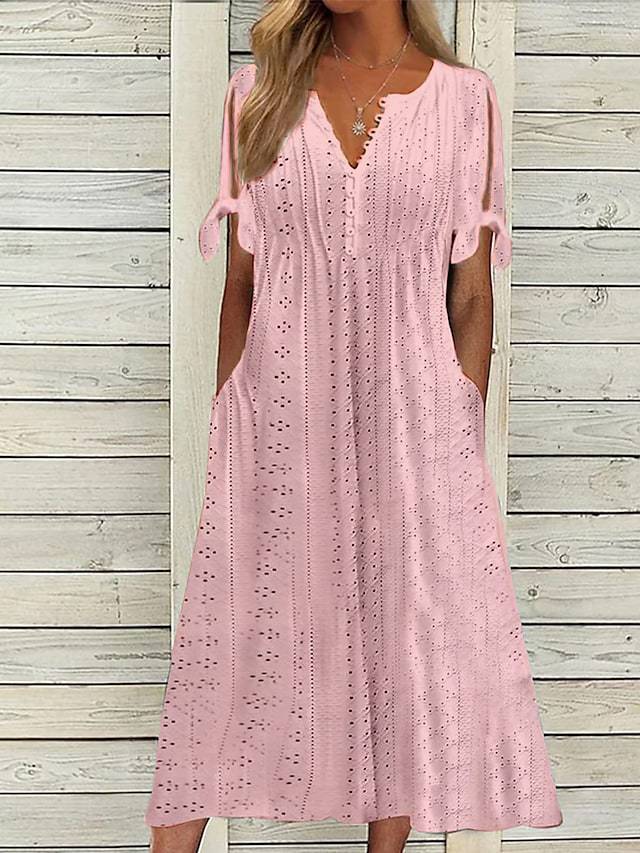 Damen lässiges Sommerkleid mit besonderer Lochmusterung Stalluxe
