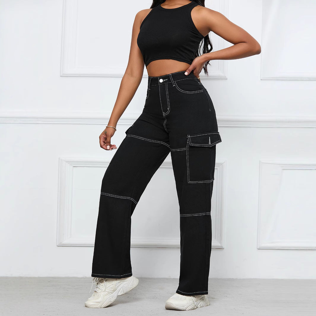 Damen Cargo-Jeans mit weitem Schnitt und praktischen Taschen Stalluxe