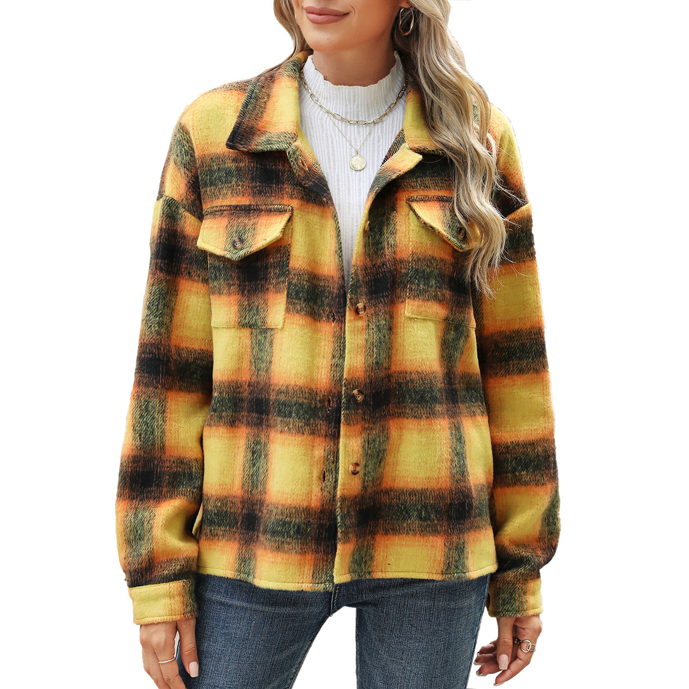 Damen Karierter Flanell Overshirt mit Brusttaschen und lässigem Schnitt Stalluxe
