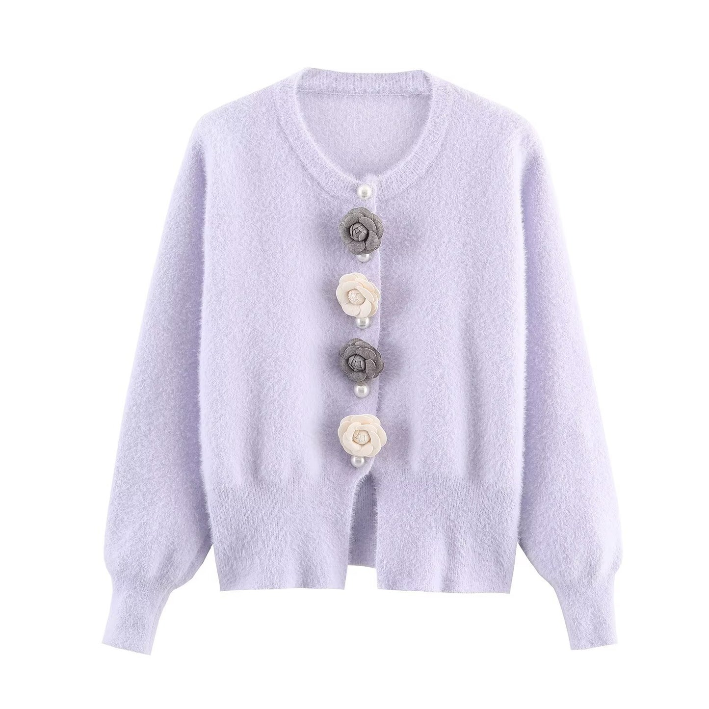 Damen Kuschelige Strickjacke mit stilvollen Blumendetails Stalluxe