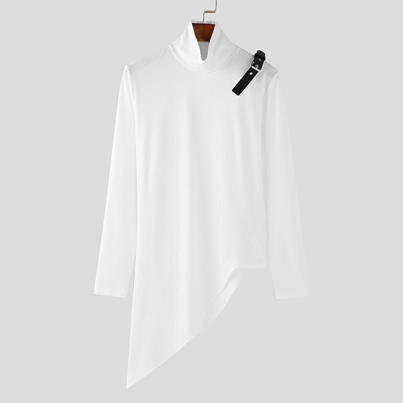 Damen asymmetrisches Longsleeve mit Stehkragen und modernem Riemen Stalluxe