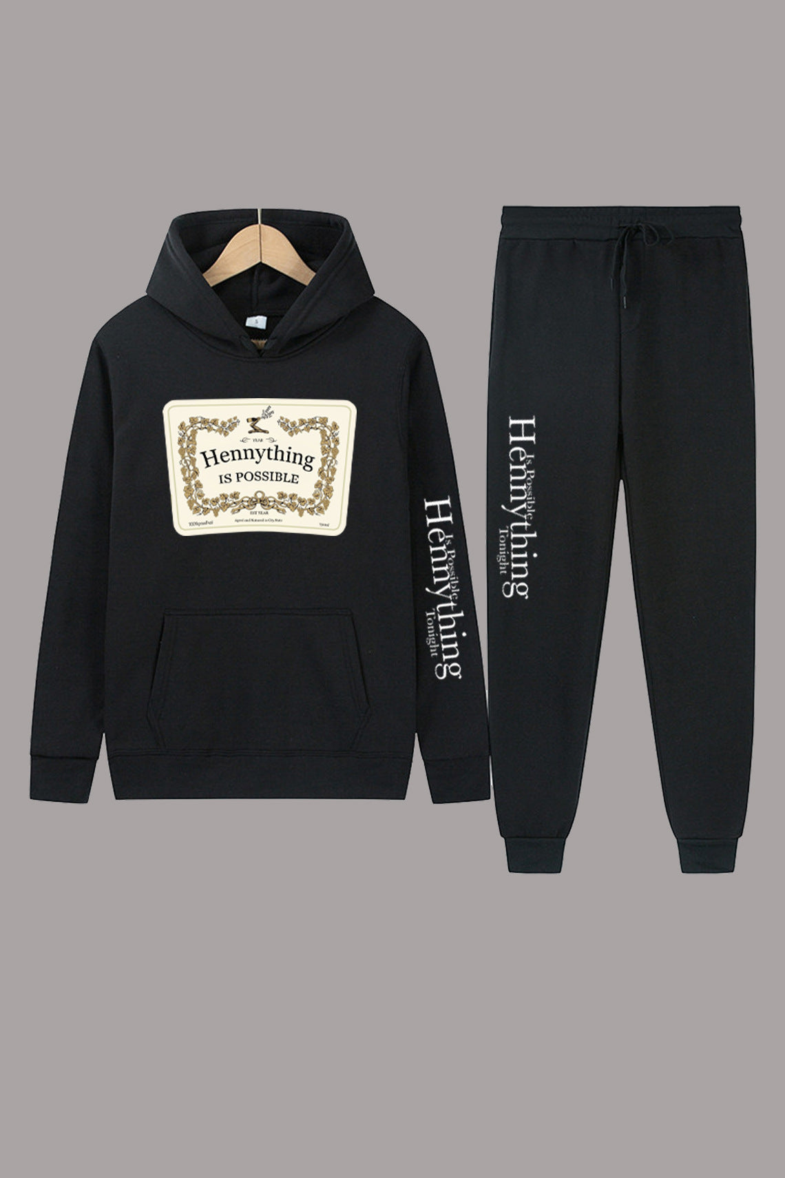 Damen Hoodie und Jogginghose Set mit kreativem Statementdruck Stalluxe