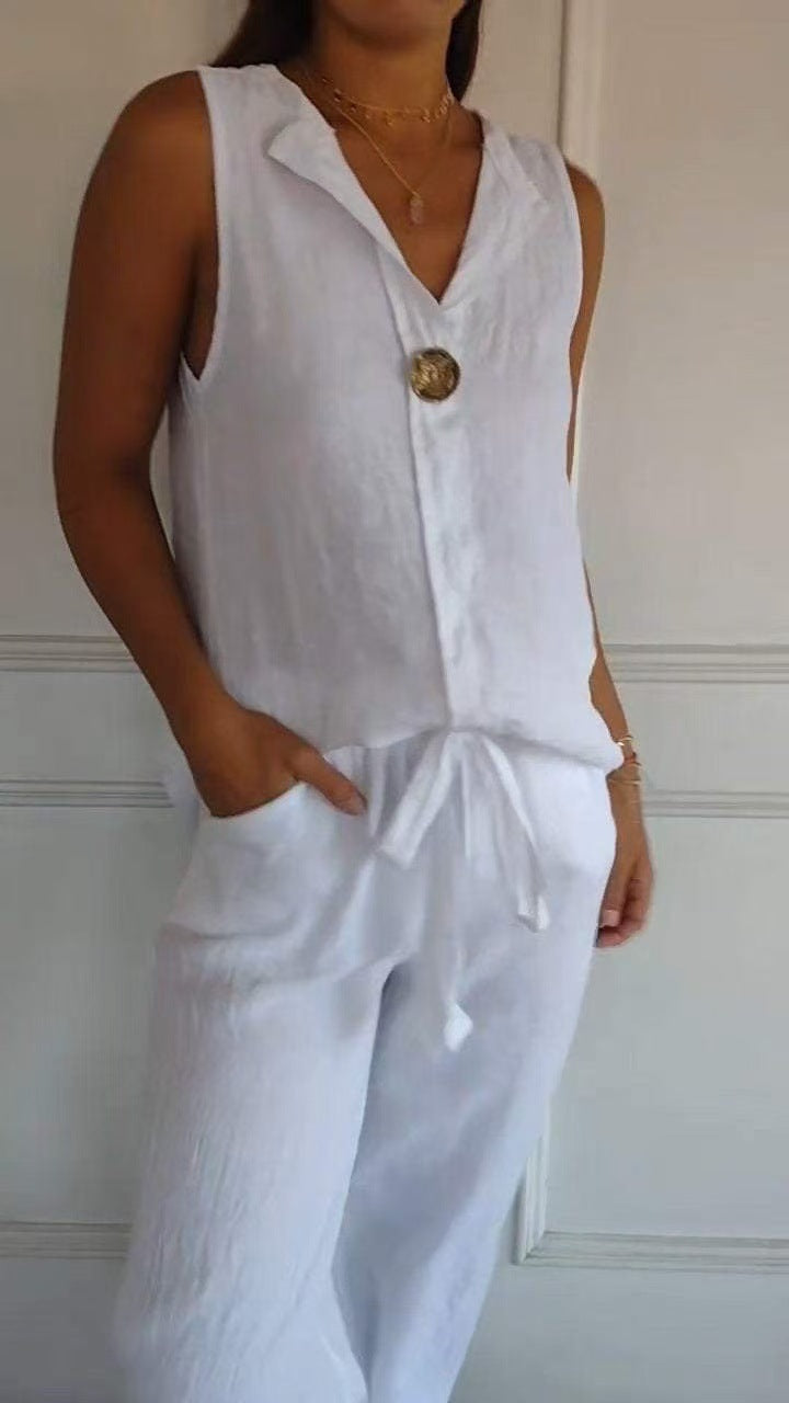 Damen Leichte Leinenbluse mit eleganter Knopfleiste Stalluxe