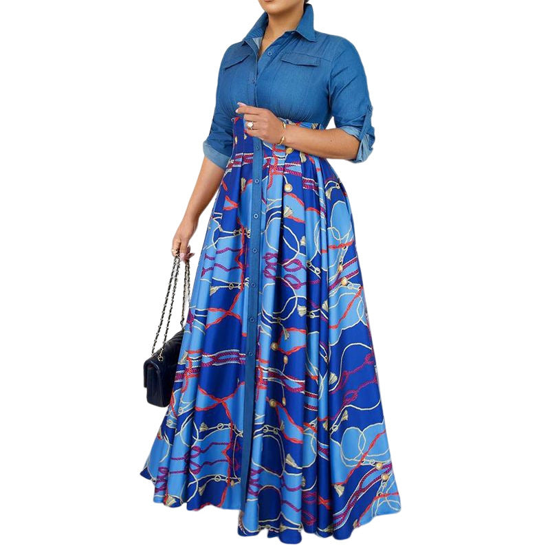 Damen Maxikleid mit elegantem Druck Stalluxe