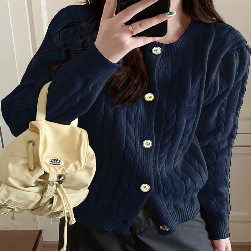 Damen Grobstrick Cardigan mit eleganten Knopfdetails und langem Arm Stalluxe