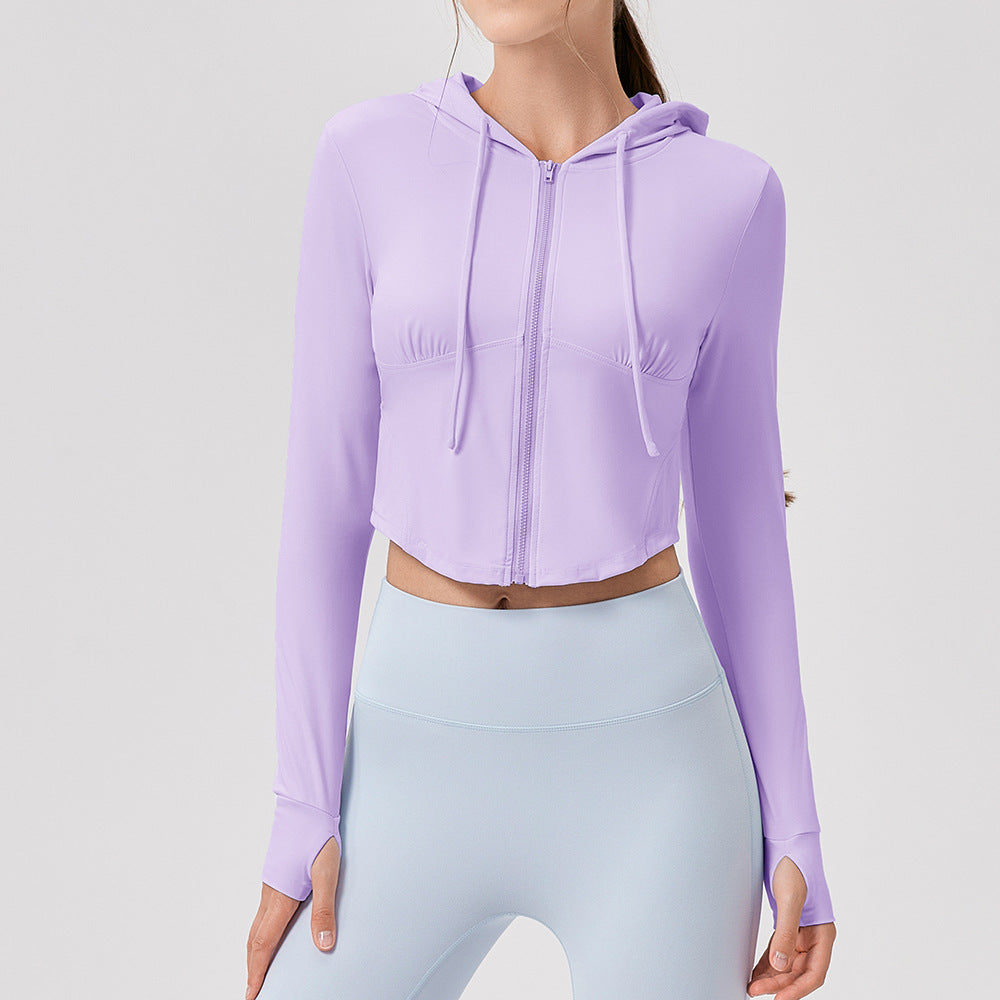 Damen Sportliche Cropped Jacke mit Kapuze und Reißverschluss Stalluxe