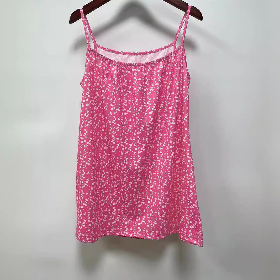 Damen luftiges Spaghetti-Top mit floralem Design Stalluxe