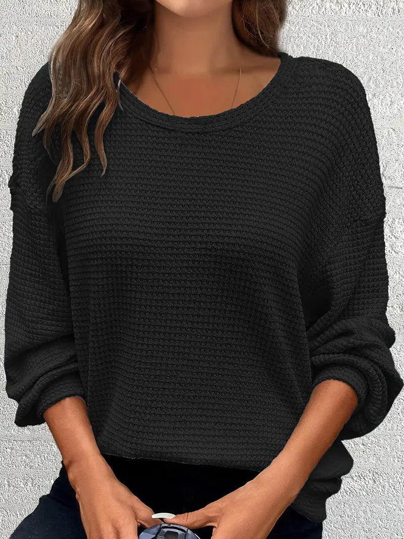 Damen lässiger Strickpullover mit weitem Schnitt und elastischen Bündchen Stalluxe