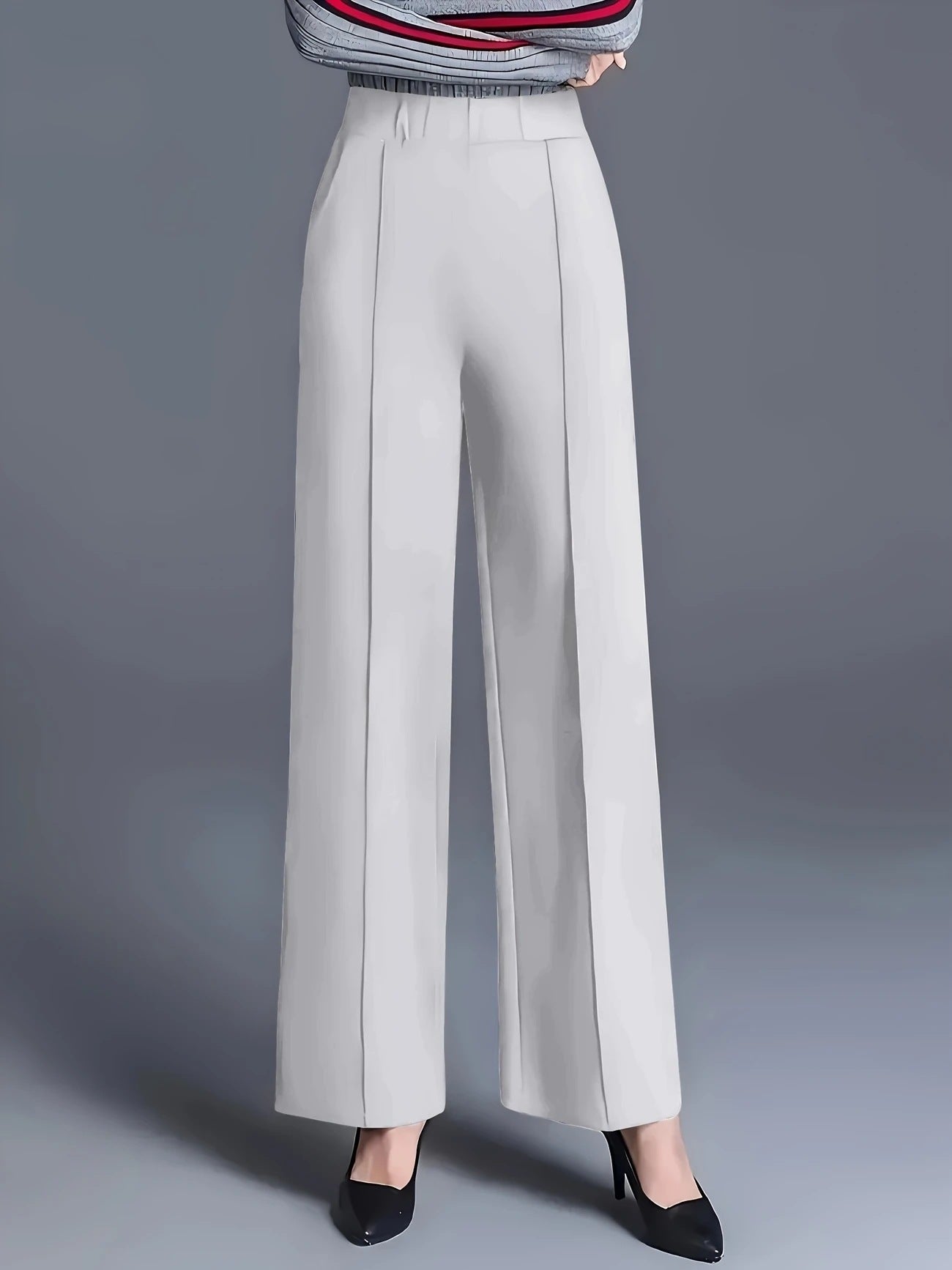 Damen elegante Hochbundhose mit Faltenwurf und dehnbarem Bund Stalluxe
