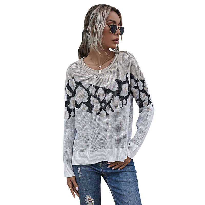Damen Strickpullover mit modernem grafischen Muster und lässigem Schnitt Stalluxe