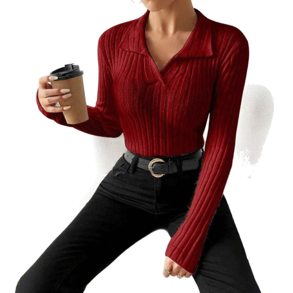 Damen figurbetonter Langarmpullover mit modischer Rippstruktur Stalluxe