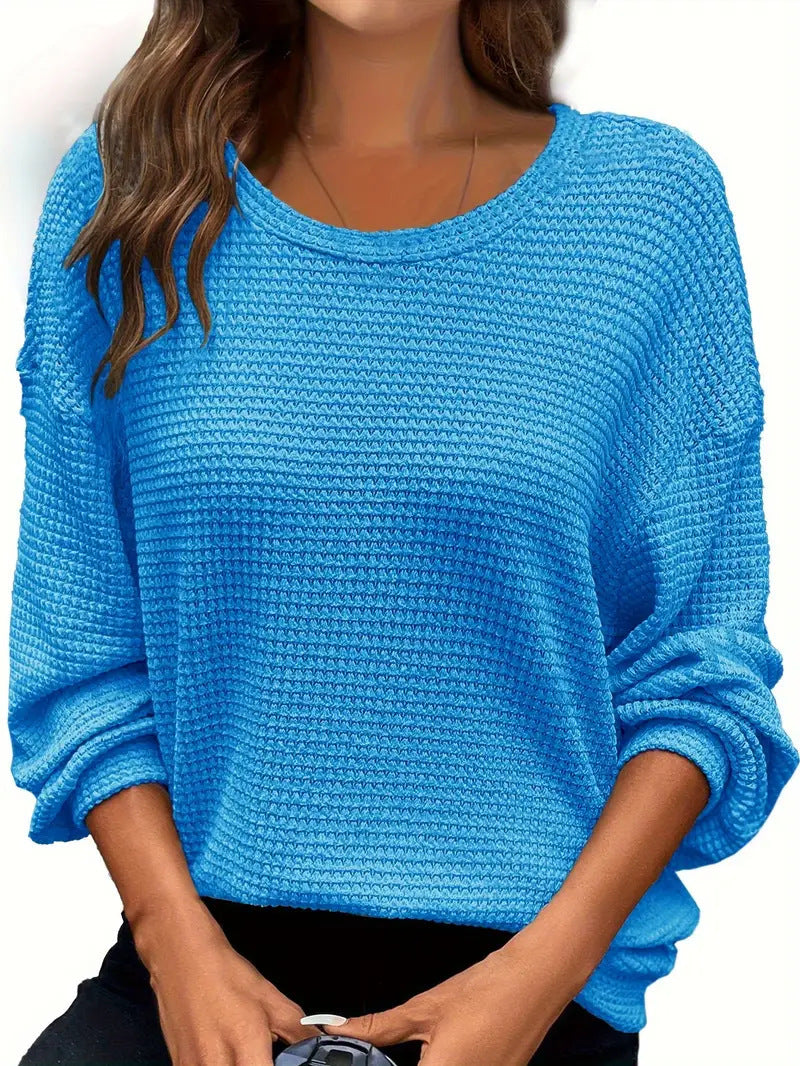 Damen lässiger Strickpullover mit weitem Schnitt und elastischen Bündchen Stalluxe