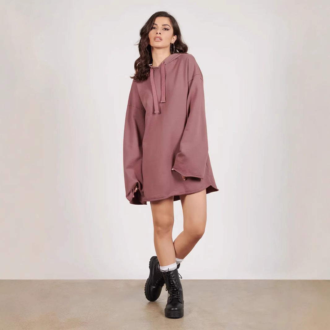 Damen lässiges Oversized Hoodie-Kleid mit Kapuze und langen Ärmeln Stalluxe