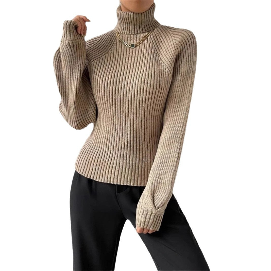 Damen figurbetonter Pullover mit Rippstruktur und Stehkragen Stalluxe