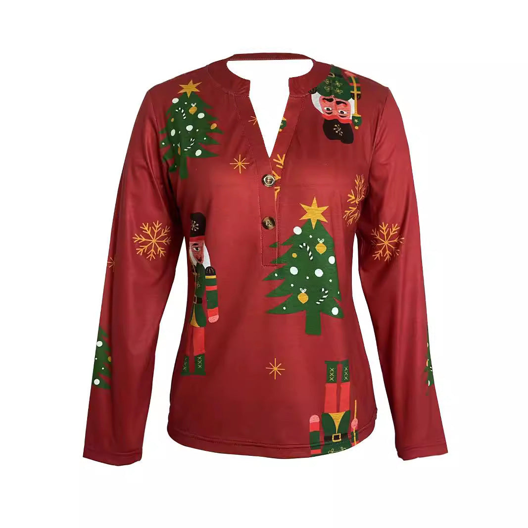 Women's Festive Themed Long Sleeve Top Stalluxe