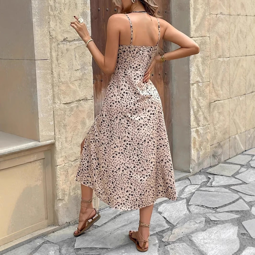 Damen Maxikleid mit schlankem Schnitt, floralem Muster und seitlichem Schlitz Stalluxe
