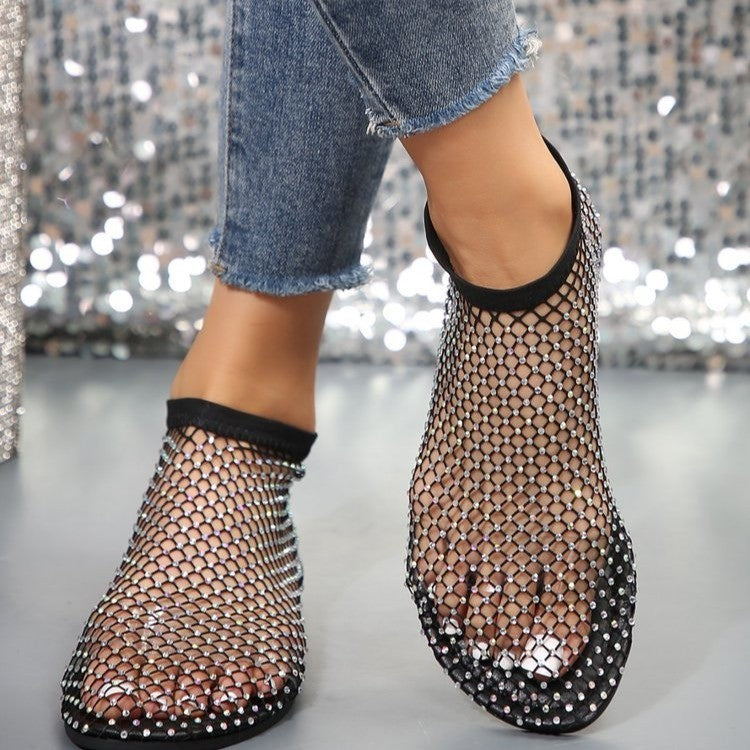 Damen Netzsandalen mit funkelnden Strasssteinen Stalluxe