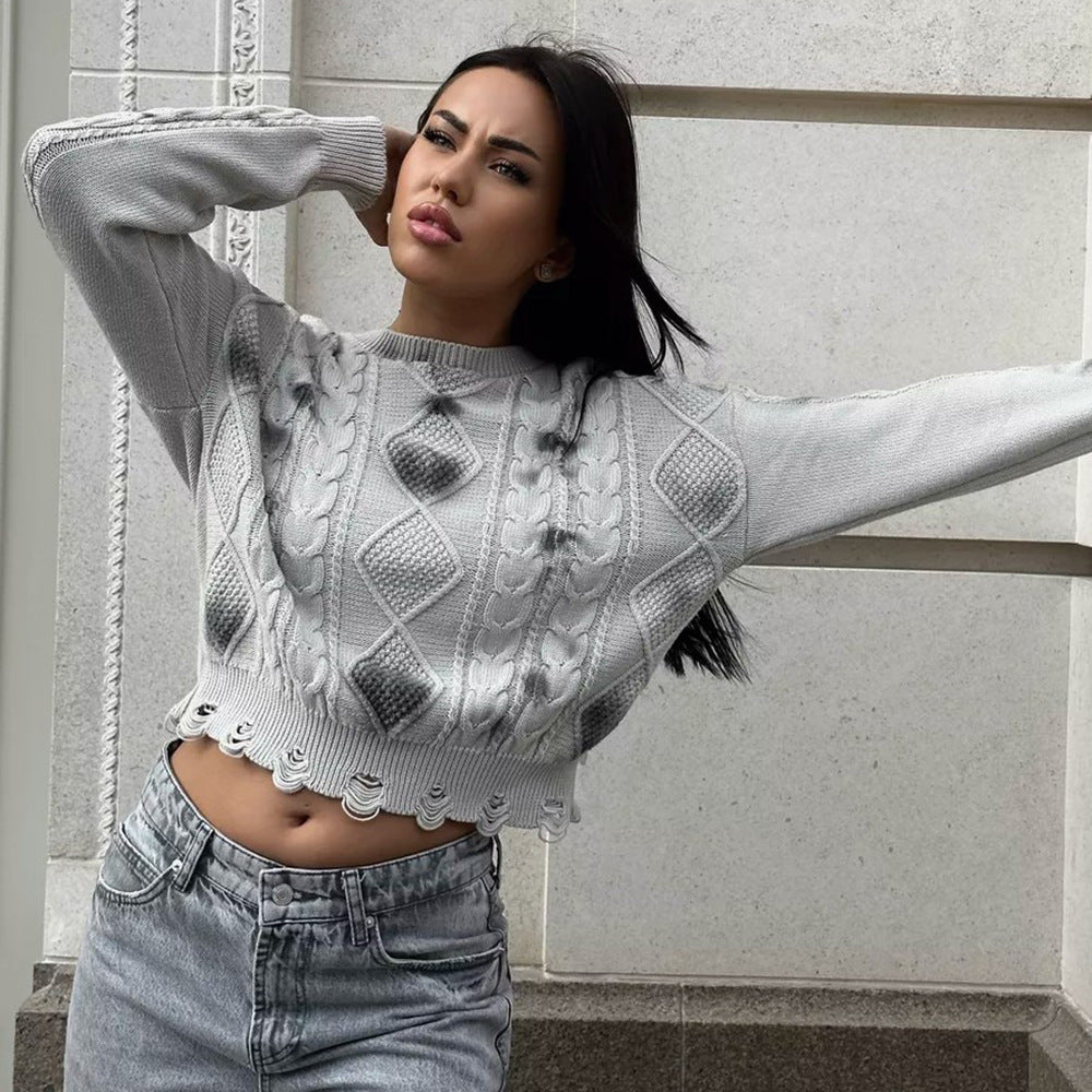 Damen Strickpullover mit strukturiertem Zopfmuster und lässigem Schnitt Stalluxe
