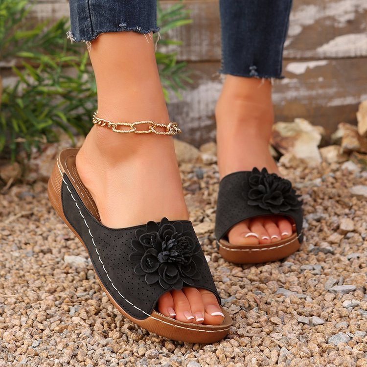 Damen modische Zehentrenner-Sandalen mit floralem Design und ergonomischem Komfort Stalluxe