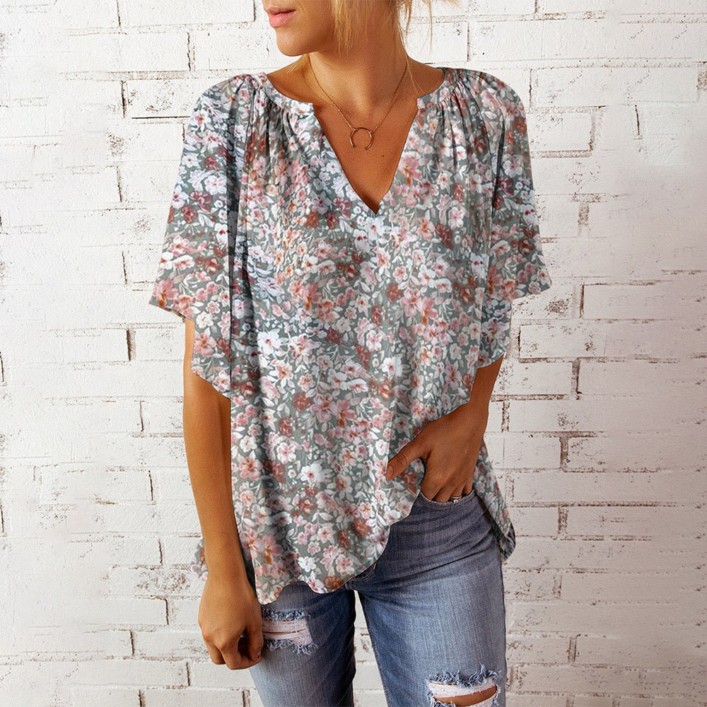 Damen Leichte Blumenmuster Bluse Stalluxe