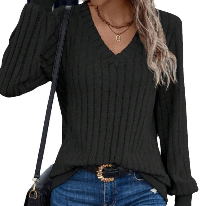 Damen Pullover mit V-Ausschnitt und strukturiertem Rippmuster Stalluxe