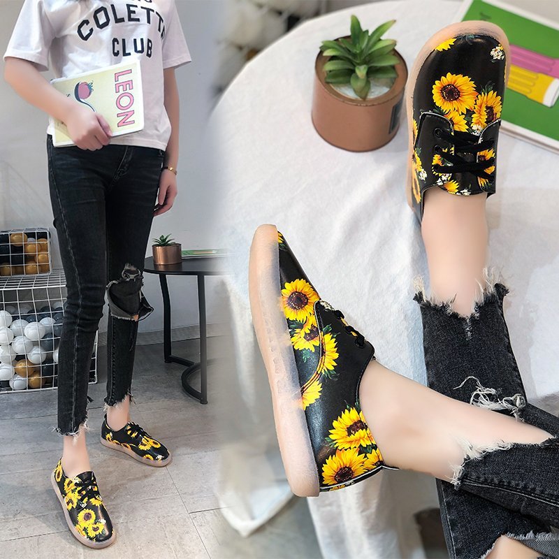 Damen modische Sneaker mit Sonnenblumen-Muster und rutschfester Sohle Stalluxe