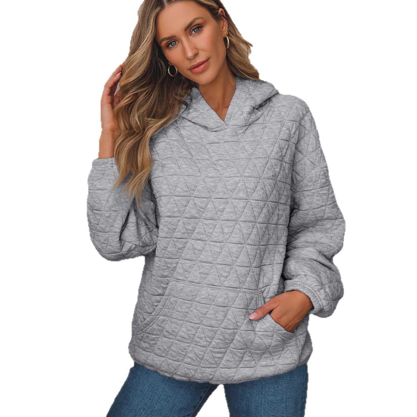 Damen gesteppter Kapuzenpullover mit oversized Schnitt und praktischen Taschen Stalluxe