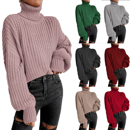 Damen Grobstrickpullover mit hohem Kragen und überschnittenen Schultern Stalluxe