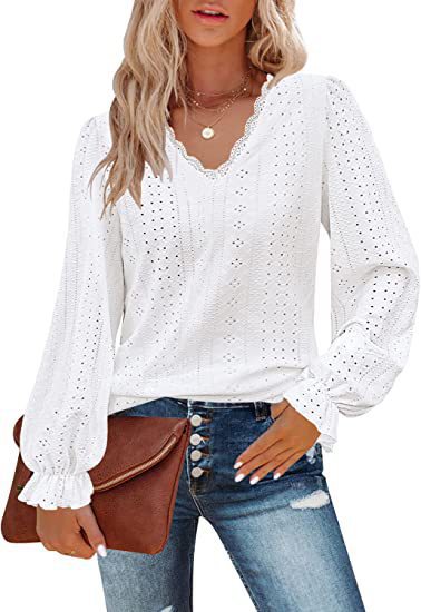 Damen Bluse mit romantischem Schnitt und detailreicher Stickerei Stalluxe