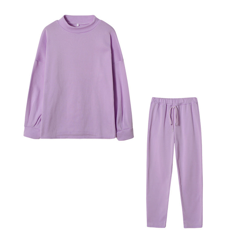Damen Sportlicher Loungewear-Set mit hohem Kragen und elastischem Bund Stalluxe