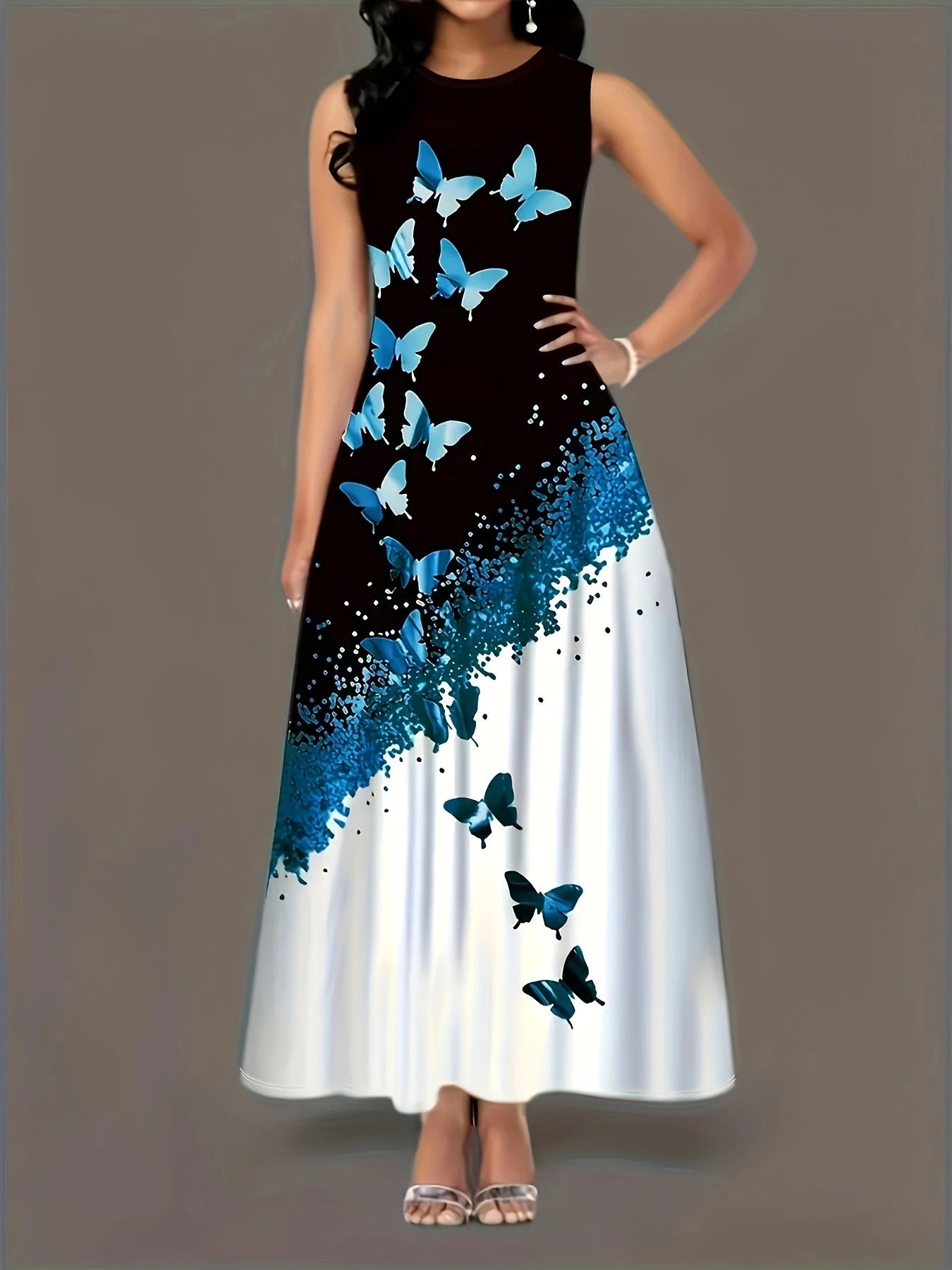 Damen Maxikleid mit floralem Motiv und praktischen Taschen Stalluxe