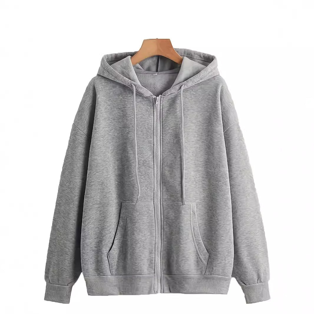 Damen bequeme Kapuzenjacke mit durchgehendem Reißverschluss und geräumigen Taschen Stalluxe