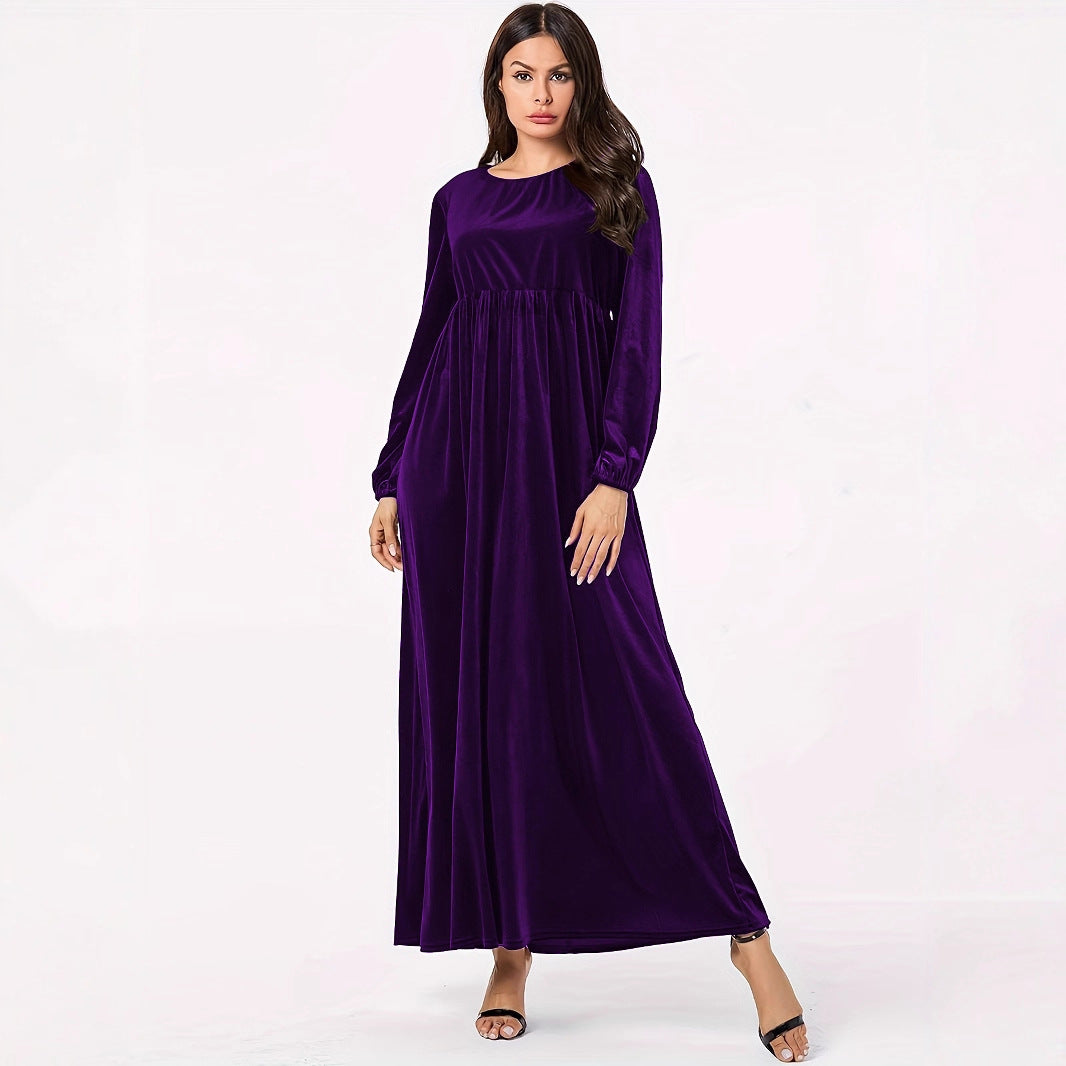 Damen Maxikleid aus luxuriösem Samt mit elegantem Faltenwurf Stalluxe