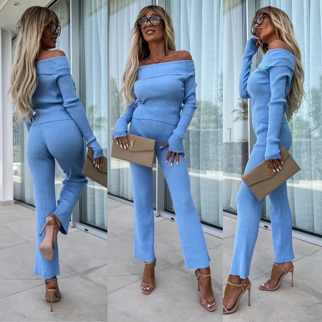 Damen lässiger Jumpsuit mit Off-Shoulder-Ausschnitt und weit geschnittenen Beinen Stalluxe