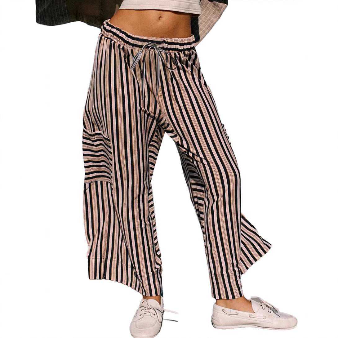 Women's Striped Wide-Leg Trousers Stalluxe