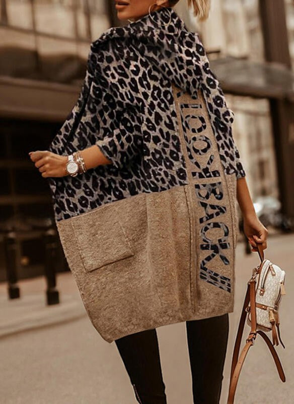 Damen Modischer Oversized Cardigan mit Leopardenmuster Stalluxe