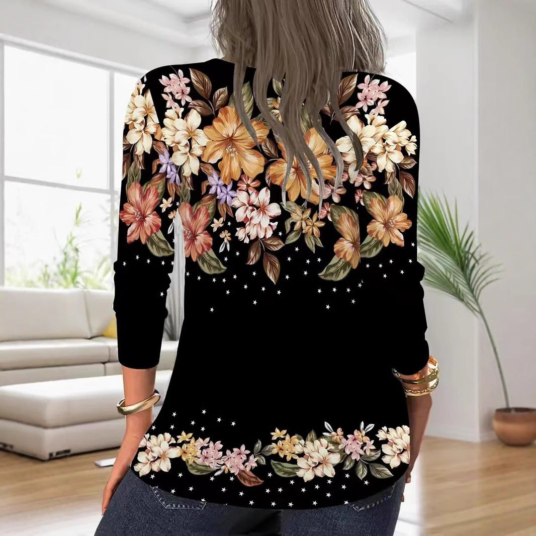 Damen Bluse mit floralem Print und Reißverschluss Stalluxe